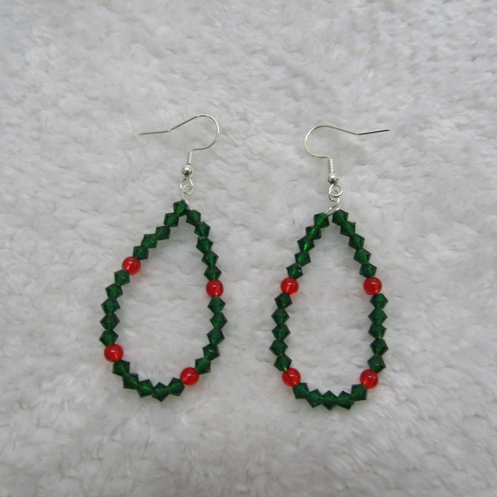 Silver Plated Green Drop Earrings For Women Teen Gift Idea Holiday Casual